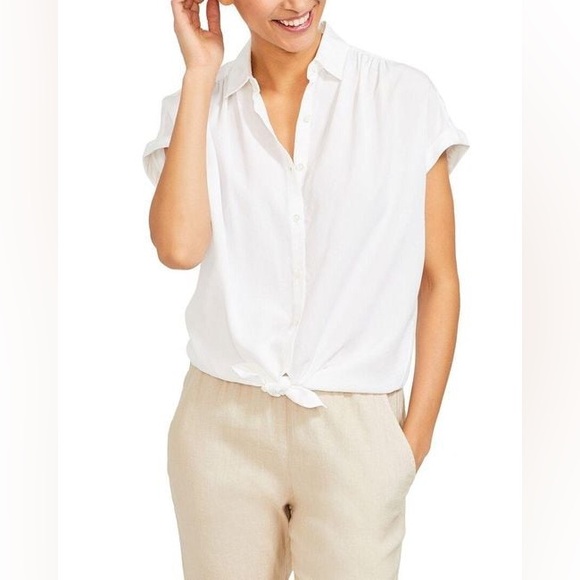 J.McLaughlin Women's White Alondra Blouse 100% Lyocell Size Large - Picture 6 of 6